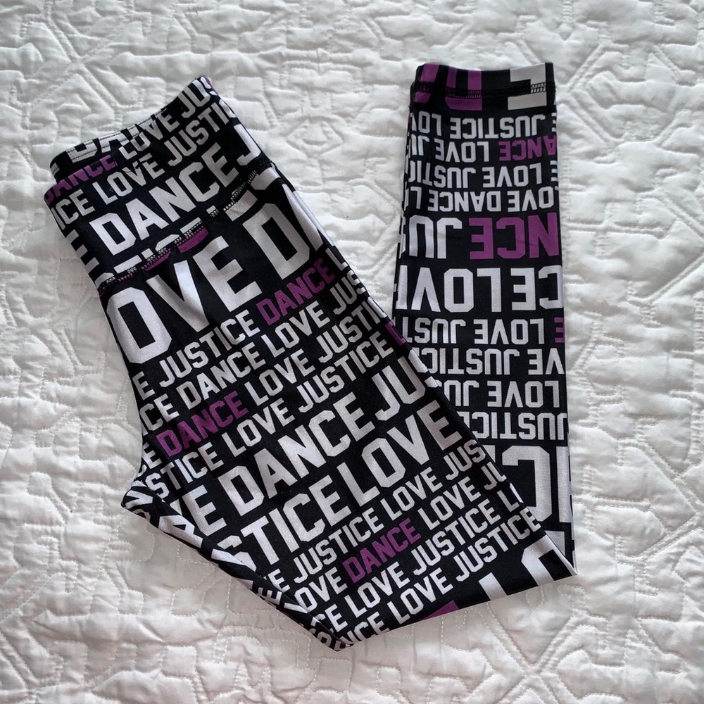 Justice Girls Black and Purple Dance Leggings